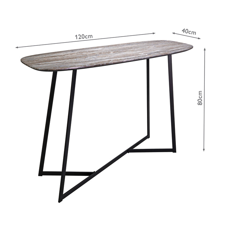 Dar Lighting Pavlos Console Table Brown Stone Effect and Matt Black • 001PAV003