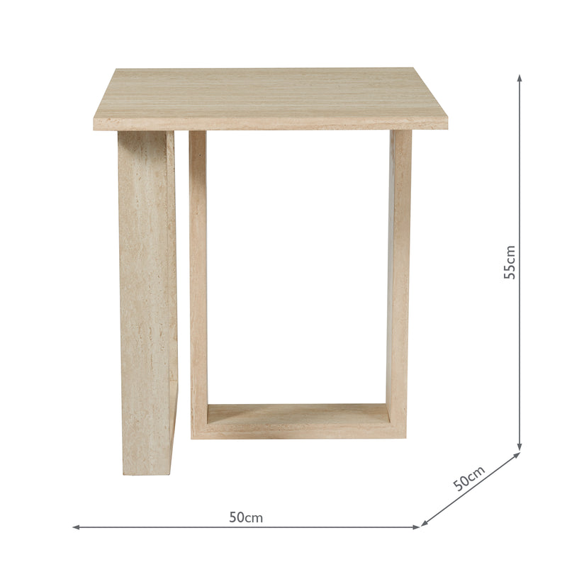Dar Lighting Prue Side Table Travertine Effect • 001PRU001