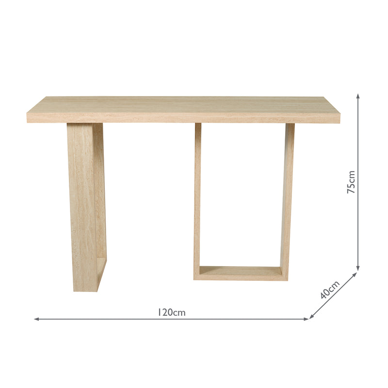 Dar Lighting Prue Console Table Travertine Effect • 001PRU002