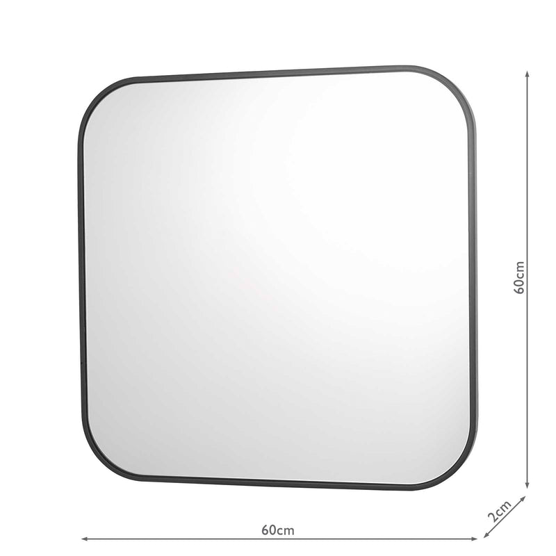 Dar Lighting Firuz Square Mirror Thin Matt Black Frame 60 X 60cm • 002FIR6060