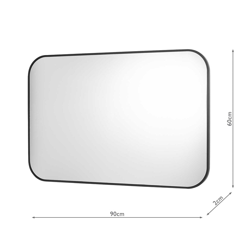 Dar Lighting Firuz Rectangle Mirror Thin Matt Black Frame 60 X 90cm • 002FIR9060