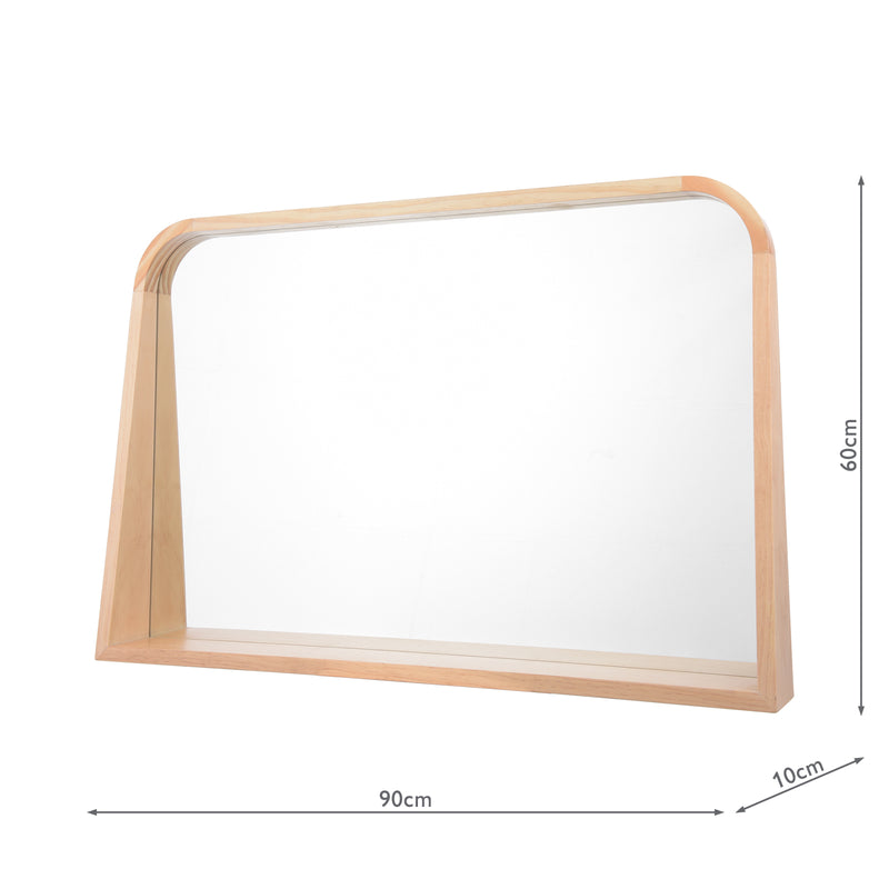 Dar Lighting Fulgencio Rectangle Mirror With Shelf Light Oak 60 X 90cm • 002FUL9060
