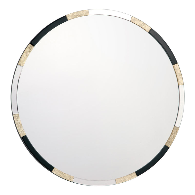 Dar Lighting Gadany Round Gold Leaf And Black Glass Mirror 80cm • 002GAD80