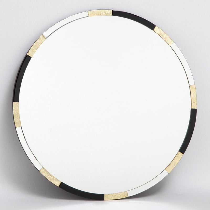 Dar Lighting Gadany Round Gold Leaf And Black Glass Mirror 80cm • 002GAD80