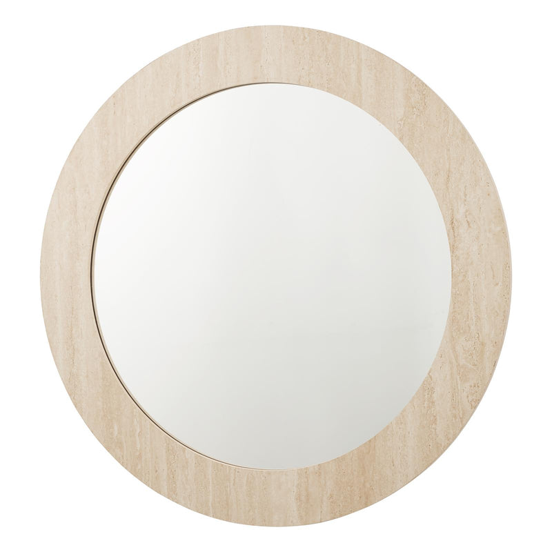 Dar Lighting Ioana Round Mirror Travertine Effect 80cm • 002IOA80
