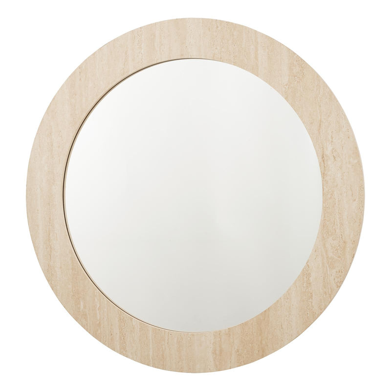 Dar Lighting Ioana Round Mirror Travertine Effect 80cm • 002IOA80