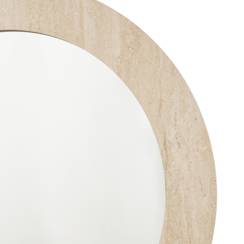 Dar Lighting Ioana Round Mirror Travertine Effect 80cm • 002IOA80