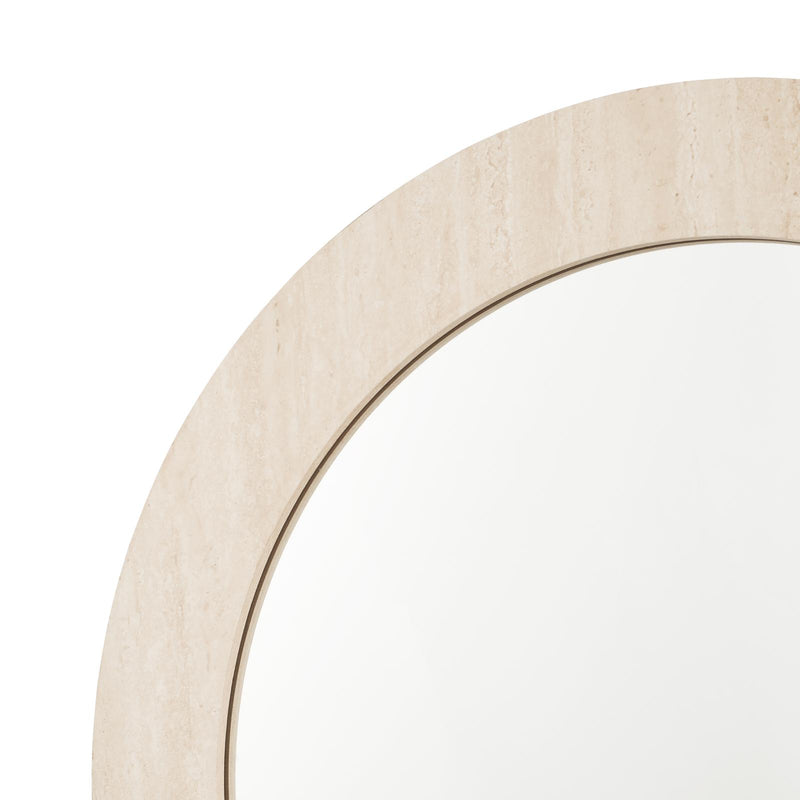 Dar Lighting Ioana Round Mirror Travertine Effect 80cm • 002IOA80