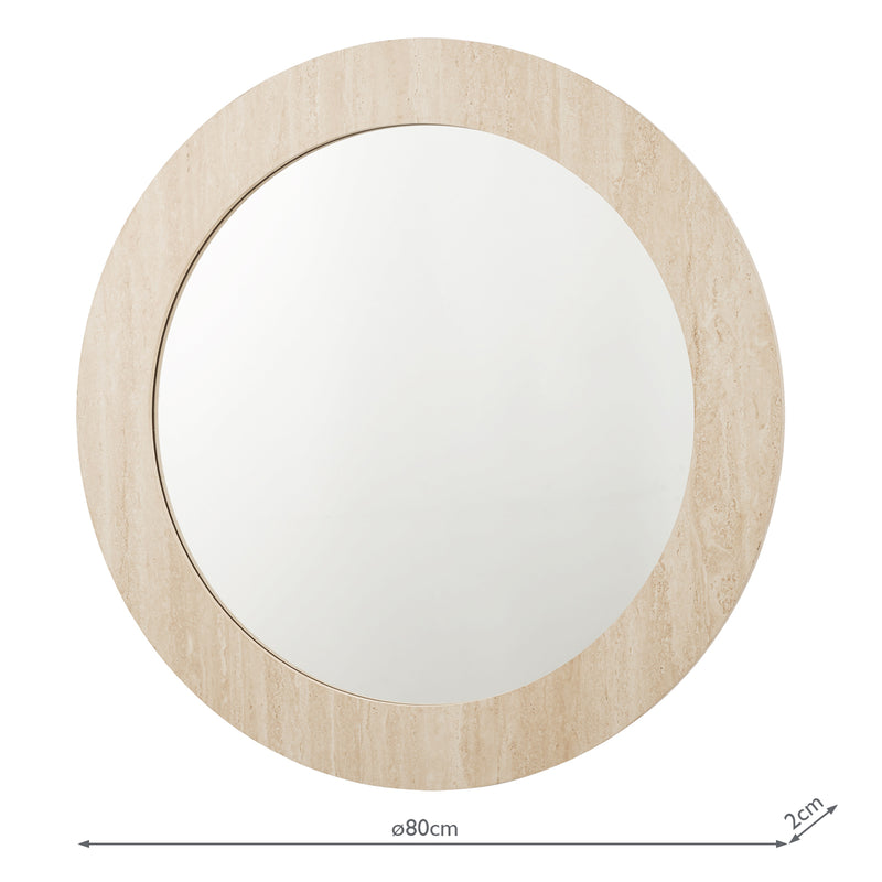Dar Lighting Ioana Round Mirror Travertine Effect 80cm • 002IOA80