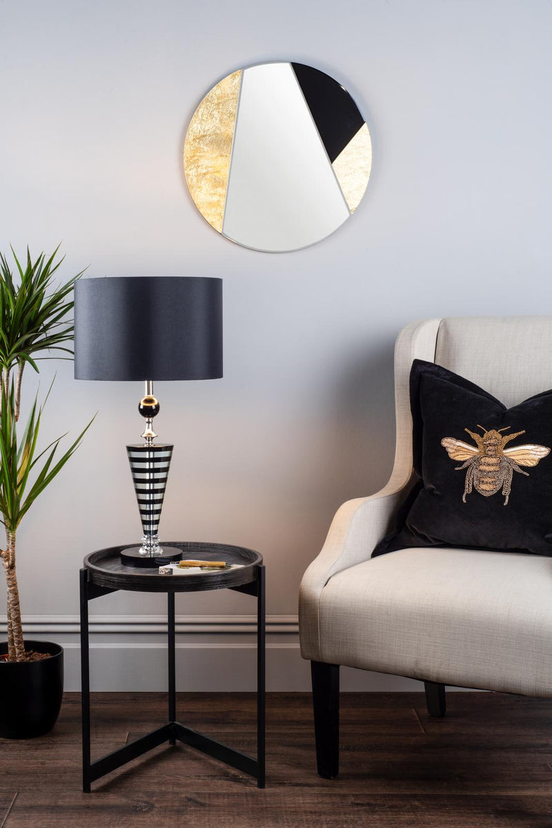 Dar Lighting Jonna Round Gold Leaf And Black Mirror 50cm • 002JON50