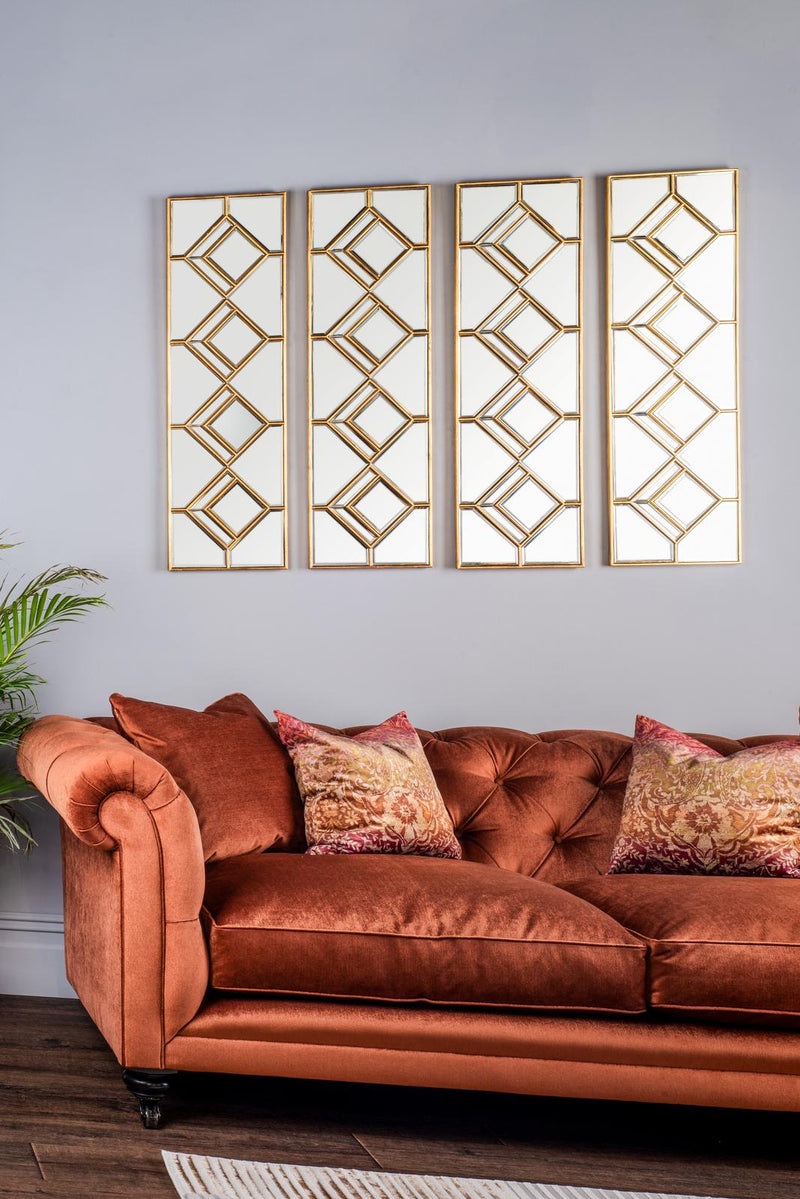 Dar Lighting Kipton Rectangle Decorative Mirror with Gold Foil Detail 98 x 30cm • 002KIP9830