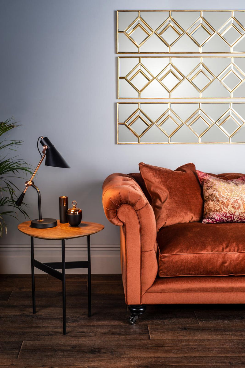 Dar Lighting Kipton Rectangle Decorative Mirror with Gold Foil Detail 98 x 30cm • 002KIP9830