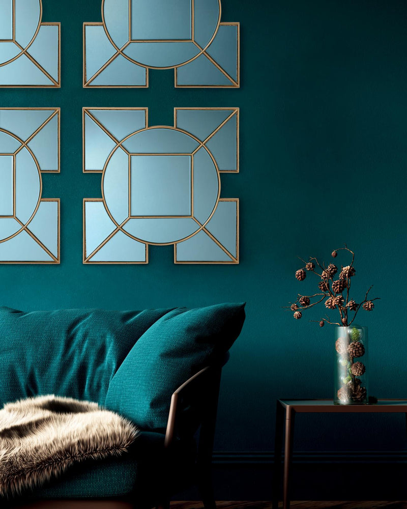 Dar Lighting Lyshia Square Mirror With Gold Foil Detail 60cm • 002LYS60