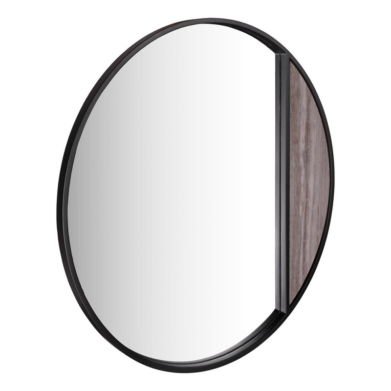 Dar Lighting Rasmus Mirror Brown Stone Effect and Matt Black 80cm • 002RAS003