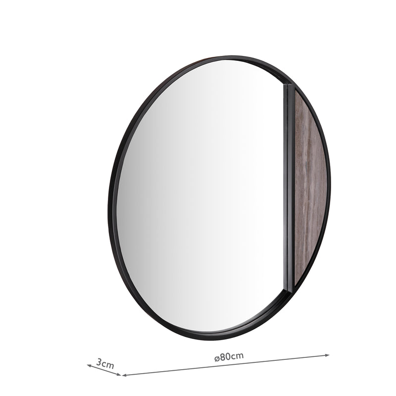 Dar Lighting Rasmus Mirror Brown Stone Effect and Matt Black 80cm • 002RAS003