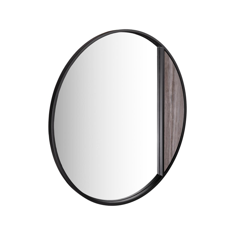 Dar Lighting Rasmus Mirror Brown Stone Effect and Matt Black 50cm • 002RAS004