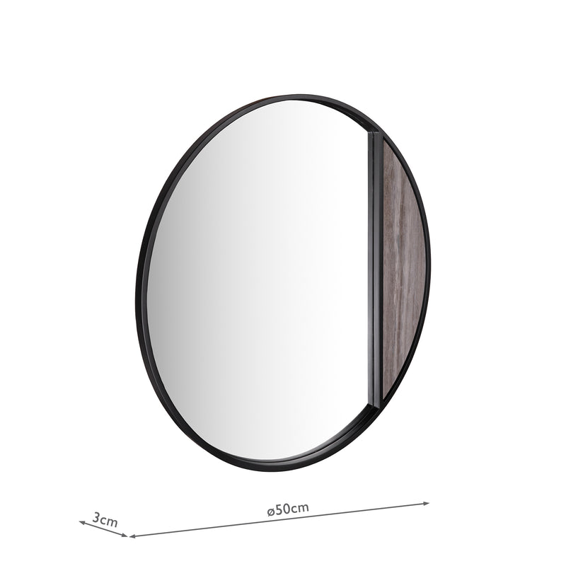 Dar Lighting Rasmus Mirror Brown Stone Effect and Matt Black 50cm • 002RAS004
