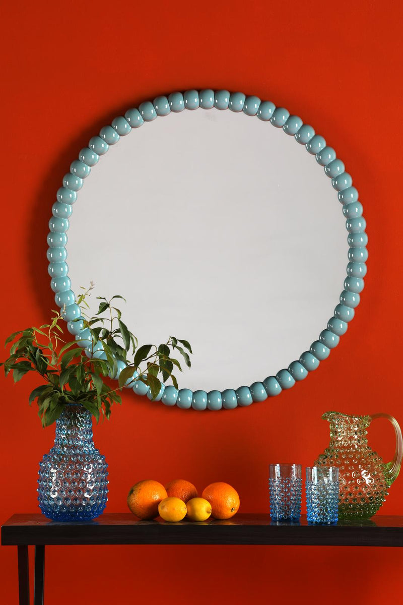 Dar Lighting Ruan Round Mirror Blue 70cm • 002RUA7023