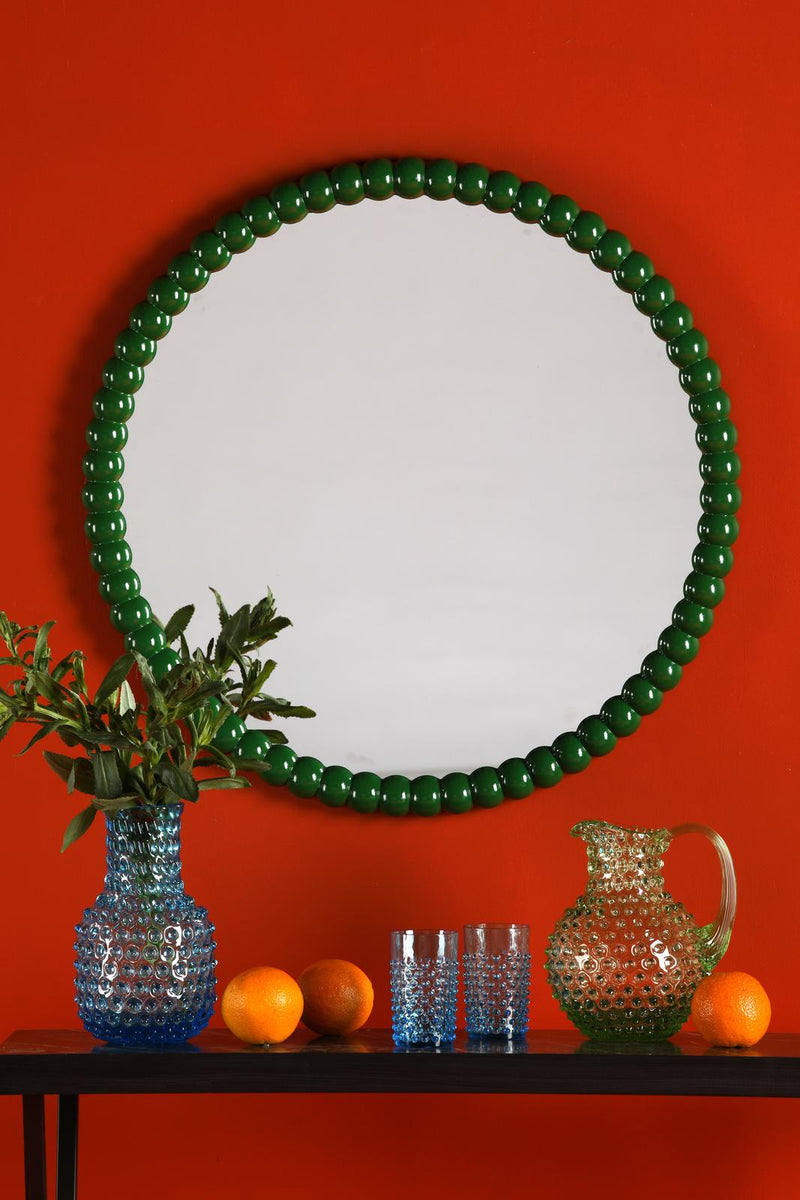 Dar Lighting Ruan Round Mirror Green 70cm • 002RUA7024