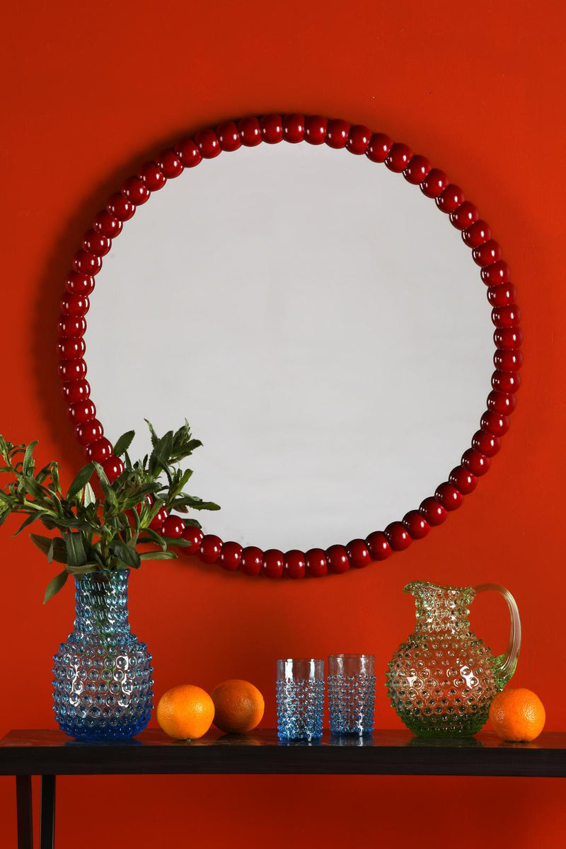 Dar Lighting Ruan Round Mirror Red 70cm • 002RUA7025