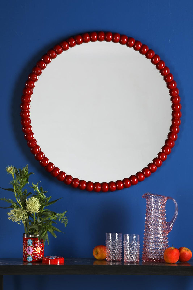 Dar Lighting Ruan Round Mirror Red 70cm • 002RUA7025