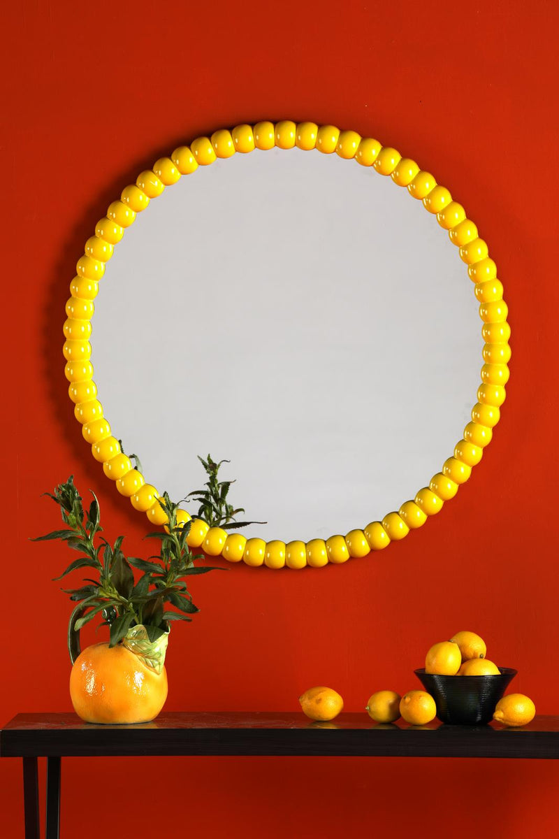 Dar Lighting Ruan Round Mirror Yellow 70cm • 002RUA7026