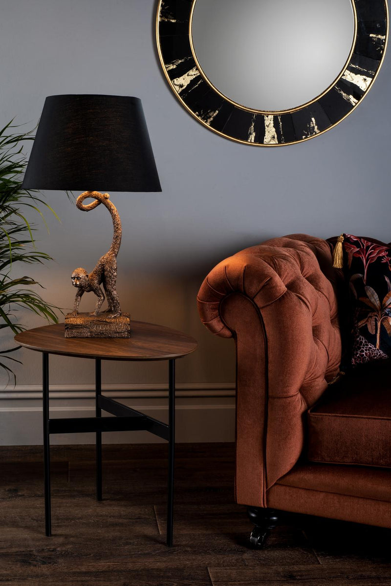 Dar Lighting Sidone Round Mirror With Black/Gold Foil Detail 80cm • 002SID80