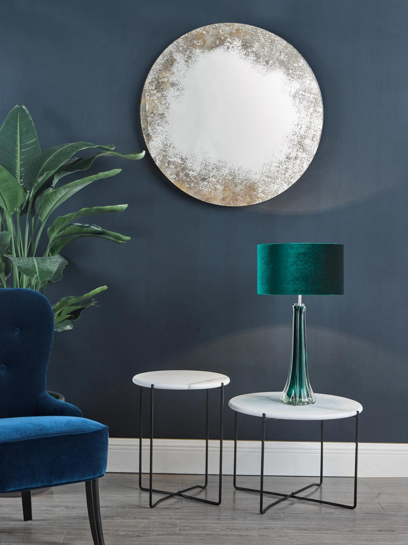 Dar Lighting Vixen Round Mirror With Foxed Detail 80cm • 002VIX80
