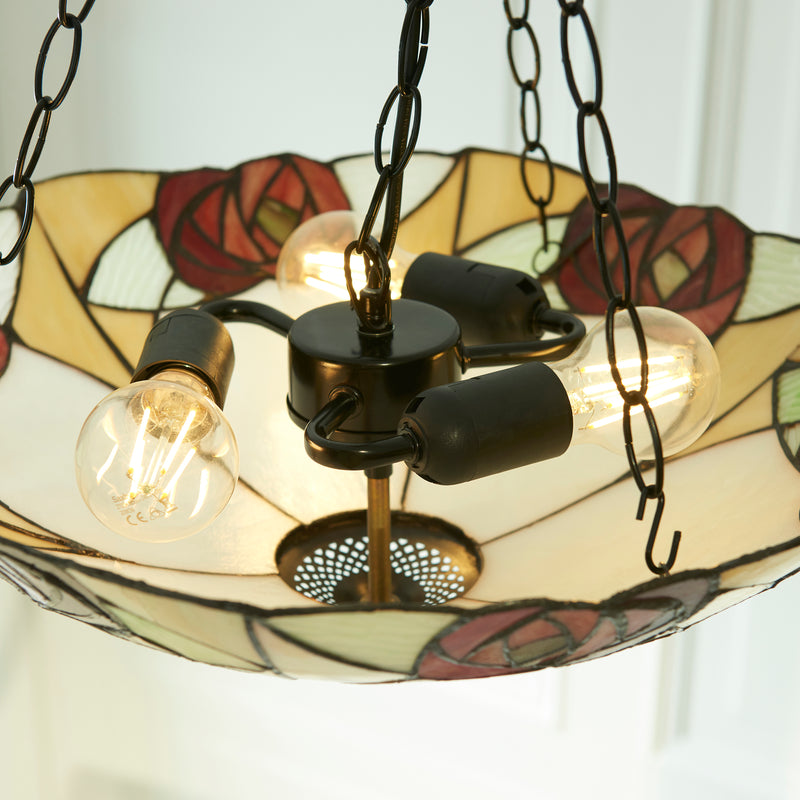 Interiors 1900 111879 Ingram Inverted 3lt Tiffany Pendant Ceiling Light