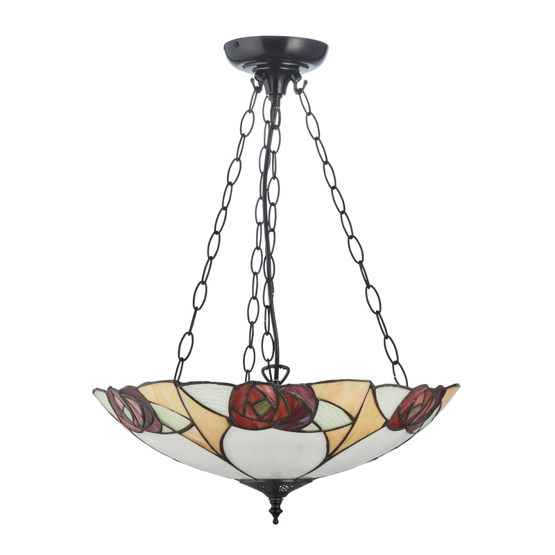 Interiors 1900 111879 Ingram Inverted 3lt Tiffany Pendant Ceiling Light
