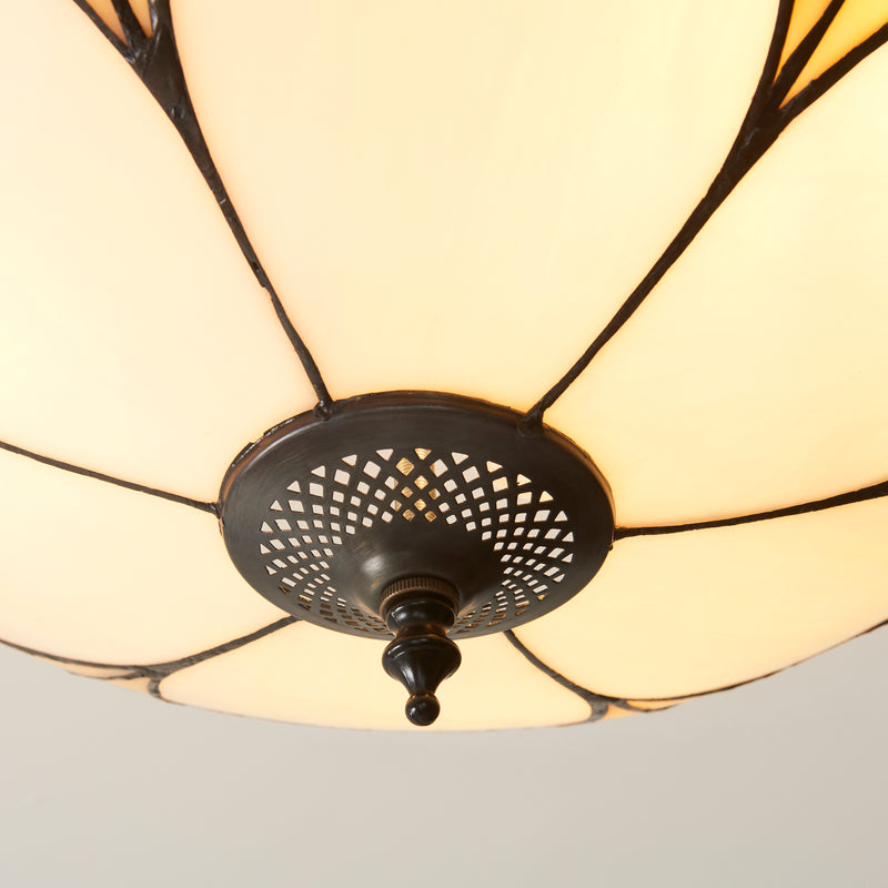 Interiors 1900 111907 Ingram Large 3 Light Tiffany Semi Flush Ceiling Light
