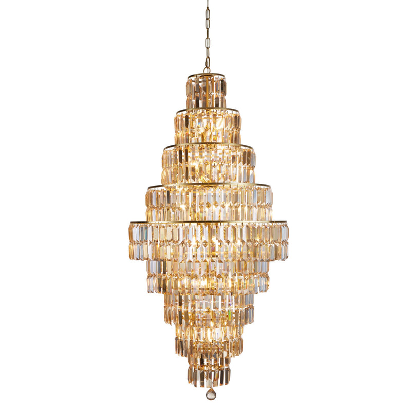 Searchlight Empire - 13Lt Chandelier, Satin Brass, Champagne Crystal • 1500SB