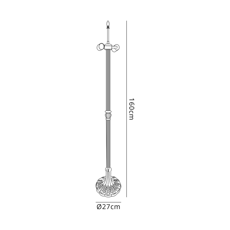 Regal Lighting SL-2005/BL 160cm Leaf Design 2 Light Tiffany Floor Lamp, Black BASE ONLY
