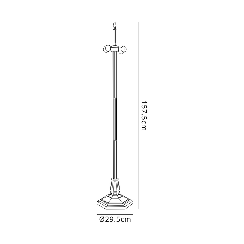 Regal Lighting SL-2006/BL 157.5cm 2 Light Octagonal Tiffany Floor Lamp Black BASE ONLY