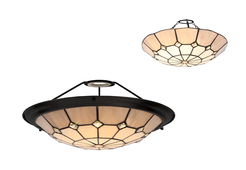 Regal Lighting SL-2058/BL 35cm Tiffany Easy Fit Uplighter Shade  Cream And Grey Black Trim