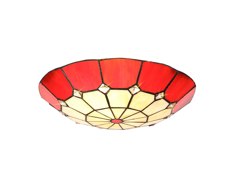 Regal Lighting SL-2062/BL 35cm Tiffany Easy Fit Uplighter Shade  Cream And Red Black Trim