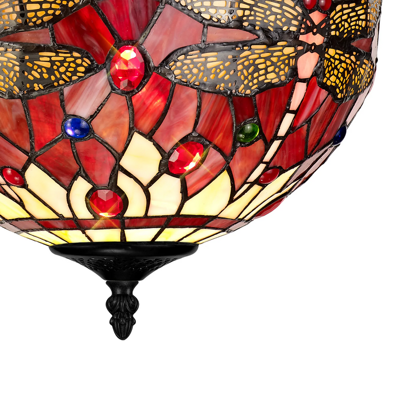 Regal Lighting SL-1392/1 3 Light 30cm Tiffany Uplighter Semi Flush Purple/Pink/Crystal/Black