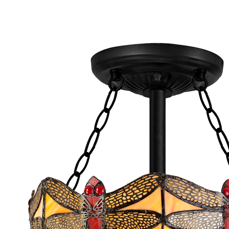 Regal Lighting SL-1413/1 3 Light 30cm Tiffany Uplighter Semi Flush Blue/Orange/Crystal/Black