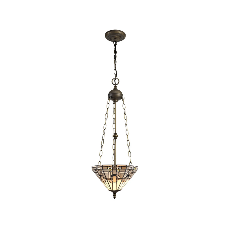 Regal Lighting SL-1462 3 Light 30cm Tiffany Uplighter Pendant White And Grey With Clear Crystal Shade