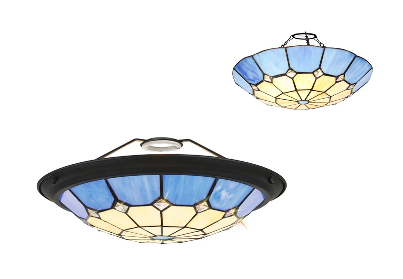 Regal Lighting SL-2059BL 35cm Tiffany Easy Fit Uplighter Shade  Cream And Blue Black Trim