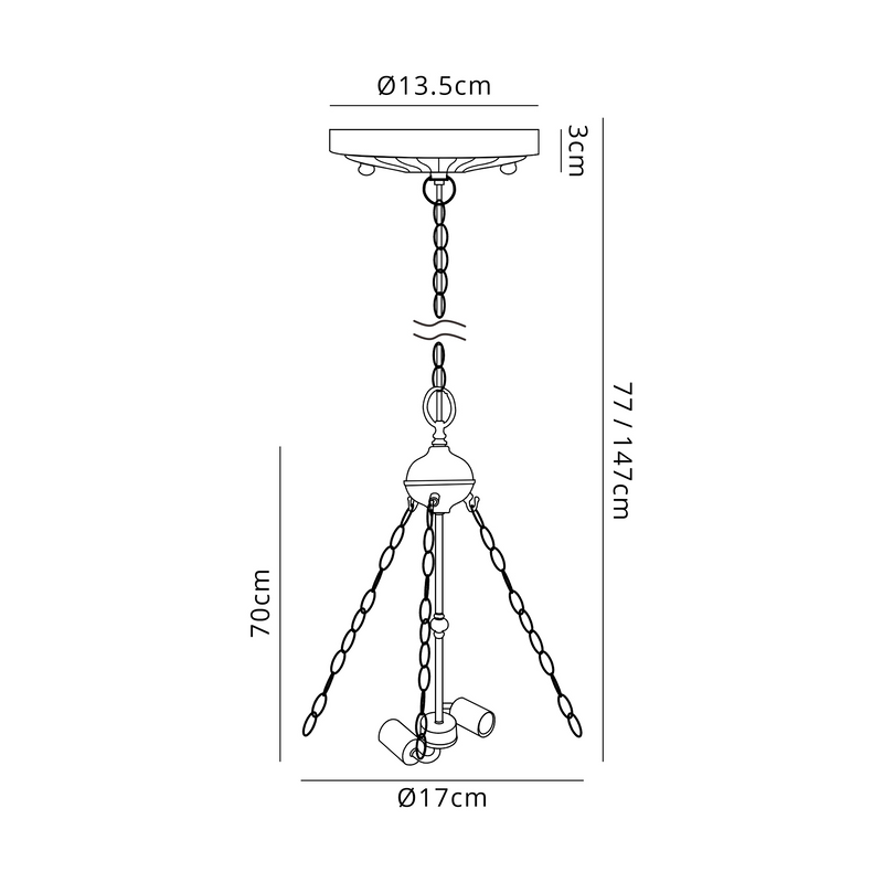 Regal Lighting SL-1463/BL 2 Light Uplighter Pendant E27 With 30cm Tiffany Shade, White/Grey/Black/Clear Crystal/Black
