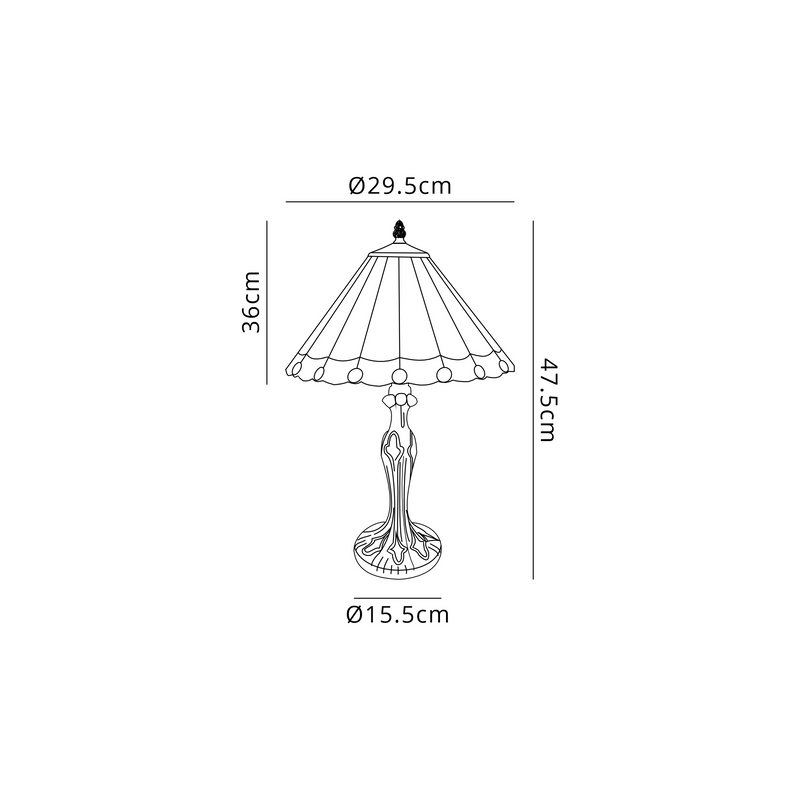 Regal Lighting SL-1180/1 1 Light Curved Table Lamp E27 With 30cm Tiffany Shade, Blue/Cream/Crystal/Black