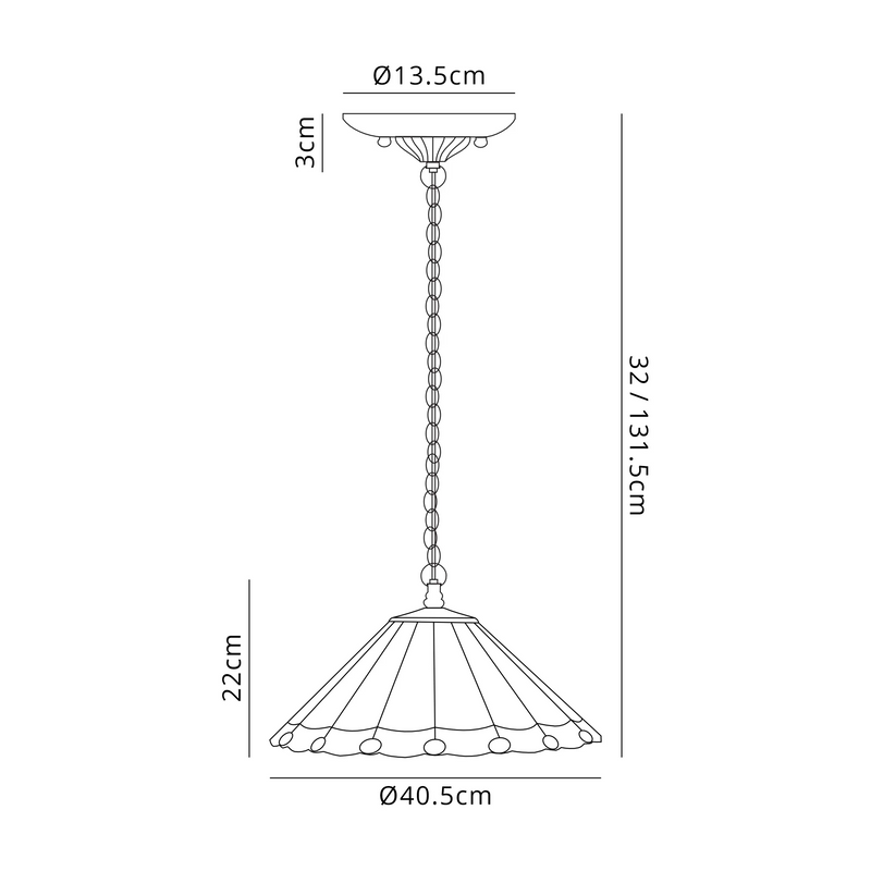 Regal Lighting 1 Light 40cm Tiffany Pendant Green And Cream With Clear Crystal Shade • SL-1234-1