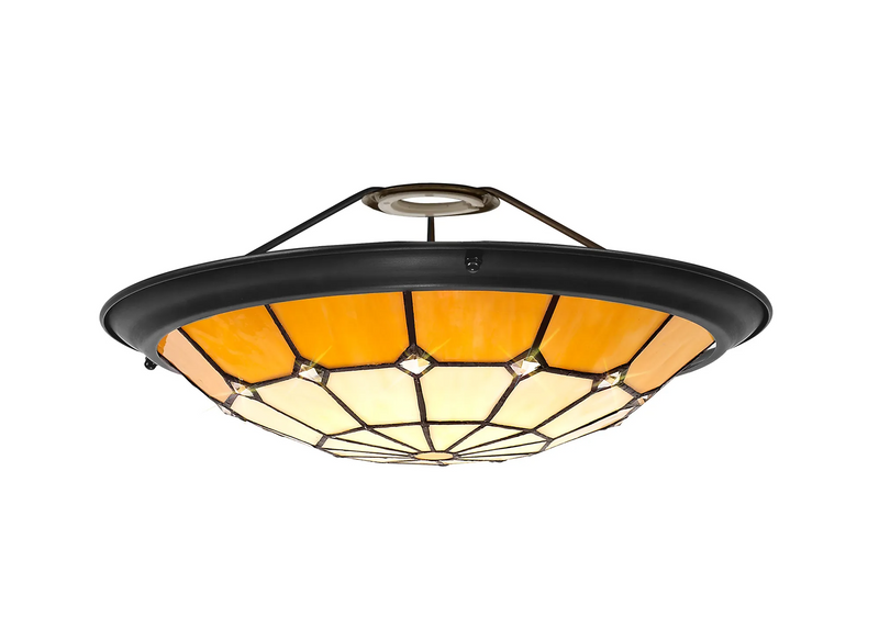 Regal Lighting SL-2061/BL 35cm Tiffany Easy Fit Uplighter Shade  Cream And Beige Black Trim