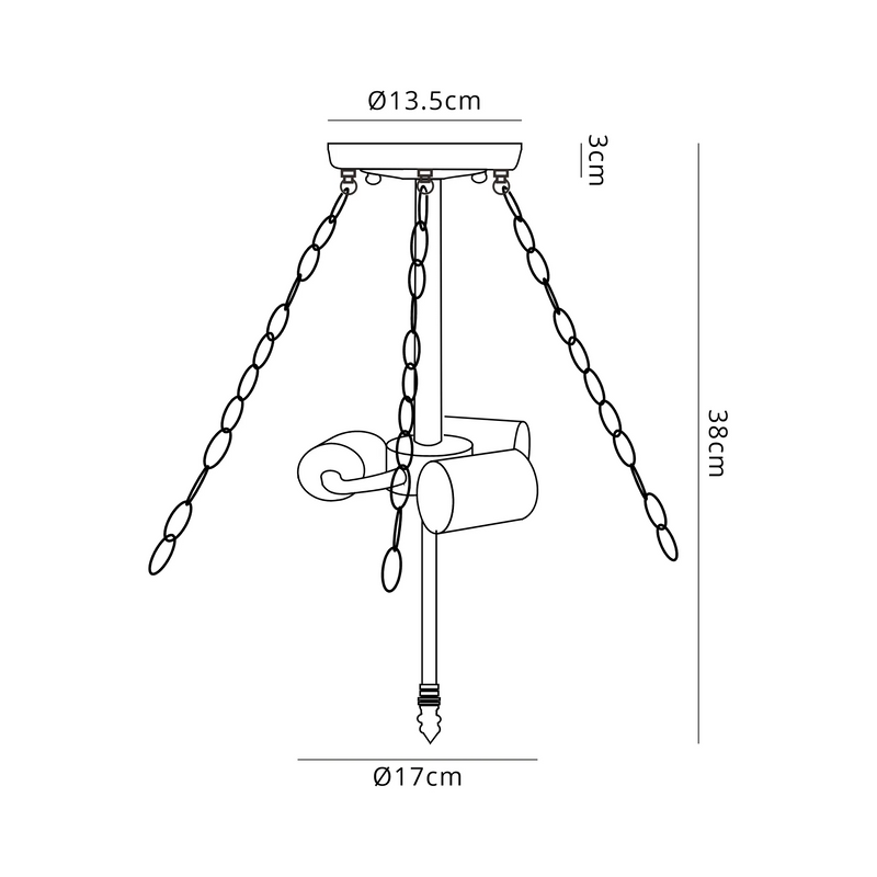 Regal Lighting SL-2009-1 3 Light Semi Flush Ceiling Fitting Only Black