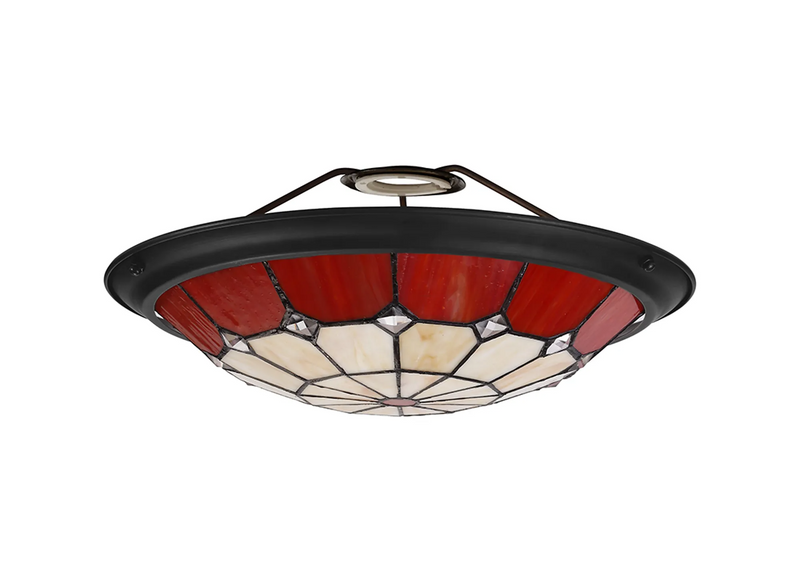 Regal Lighting SL-2062/BL 35cm Tiffany Easy Fit Uplighter Shade  Cream And Red Black Trim
