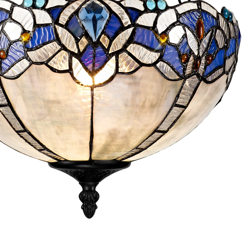 Regal Lighting SL-1336/1 3 Light 30cm Tiffany Uplighter Semi Flush Blue/Clear Crystal/Black