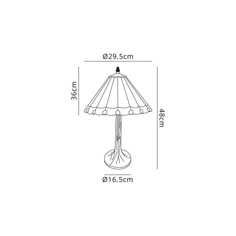 Regal Lighting SL-1159/1 1 Light Tree Like Table Lamp E27 With 30cm Tiffany Shade, Grey/Cream/Crystal/Black