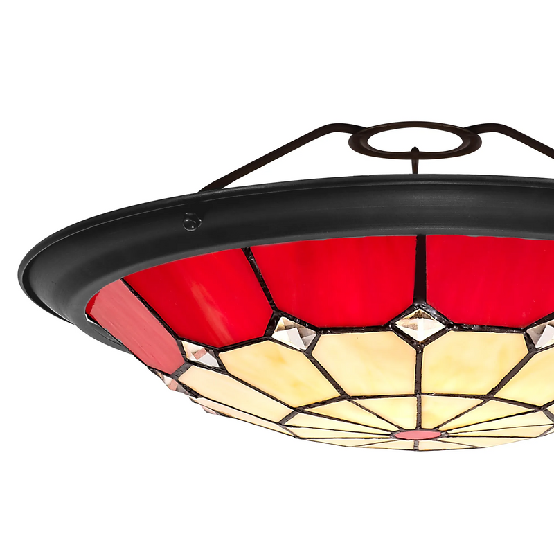 Regal Lighting SL-2062/BL 35cm Tiffany Easy Fit Uplighter Shade  Cream And Red Black Trim