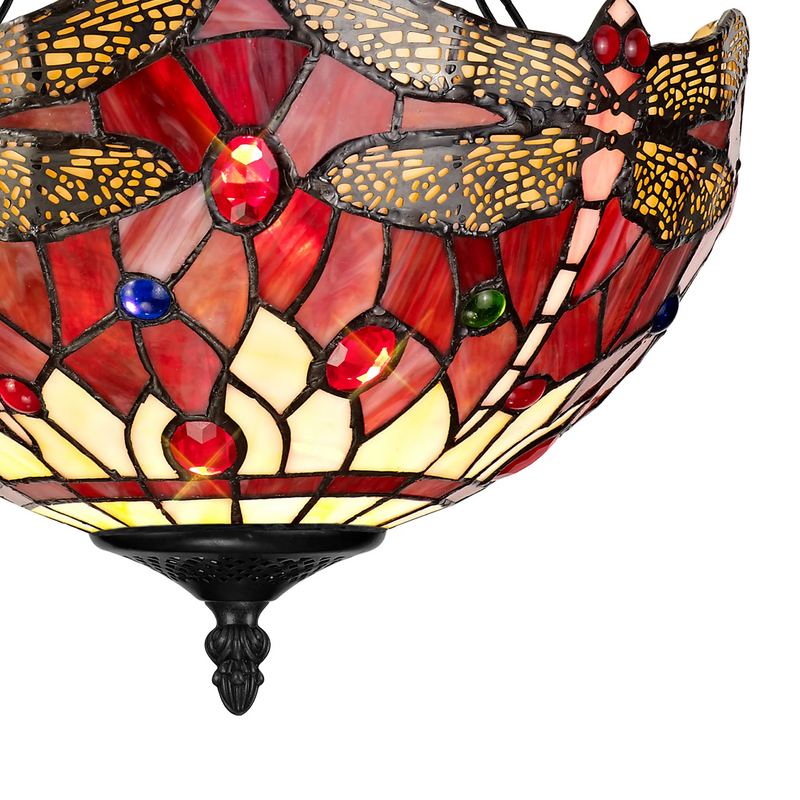 Regal Lighting SL-1393/1 2 Light 30cm Tiffany Uplighter Semi Flush Purple/Pink/Crystal/Black
